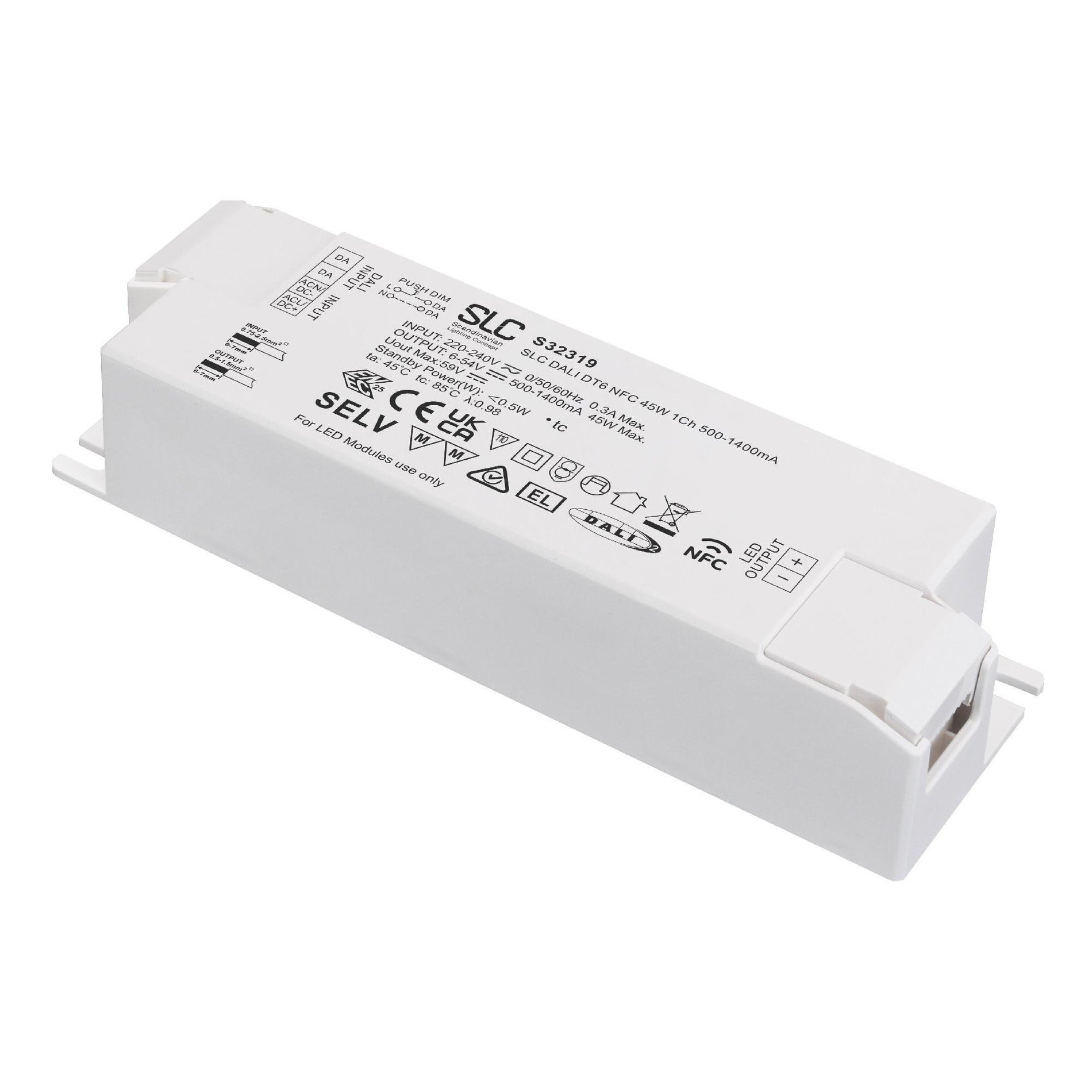 SLC S32319 Driver NFC 1Ch 500-1400mA QA 45W DALI IP20 - TLG