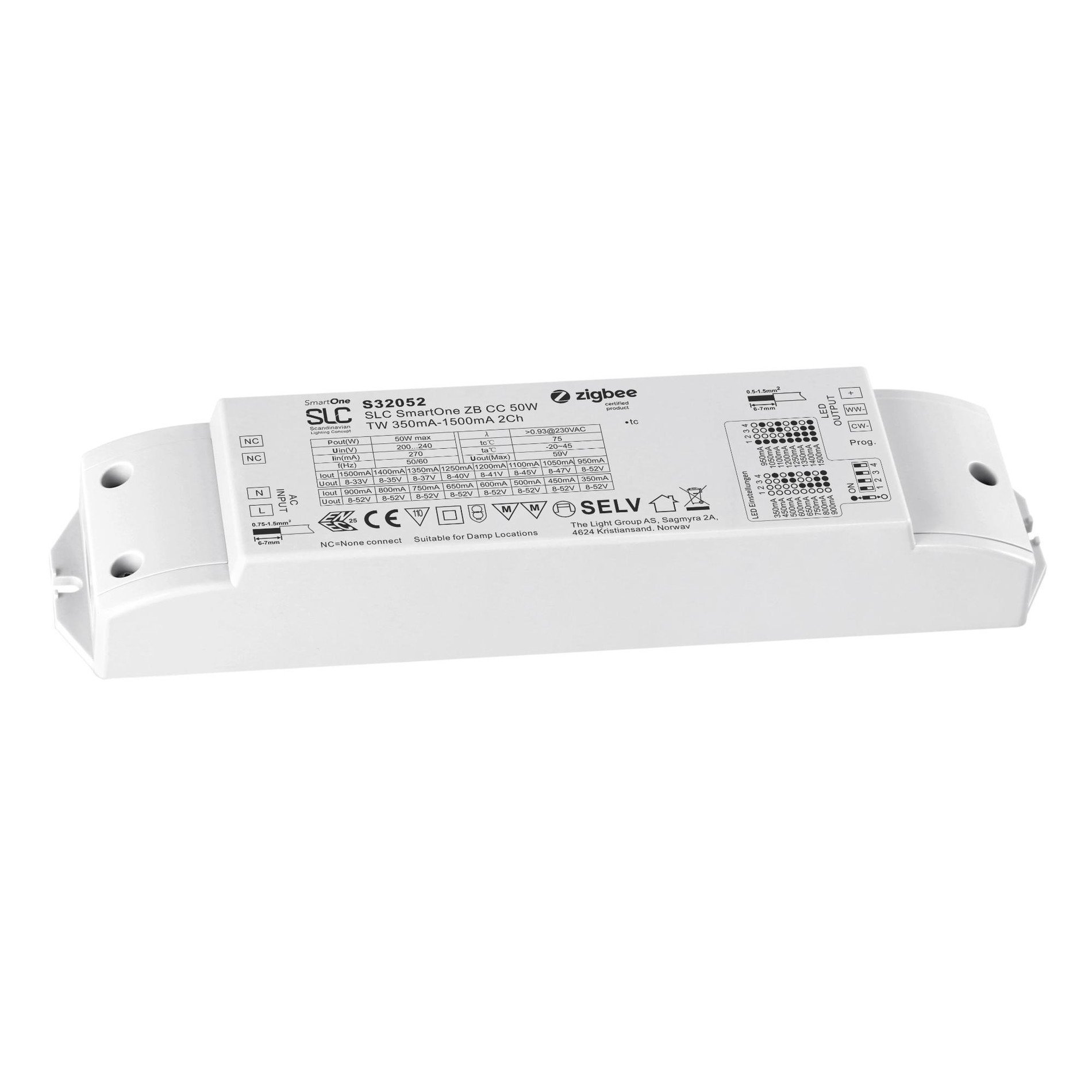 Levně SLC S32052 SmartOne Driver CC 2CH 350-1500mA TW 50W Zigbee/PushDim IP20 - TLG