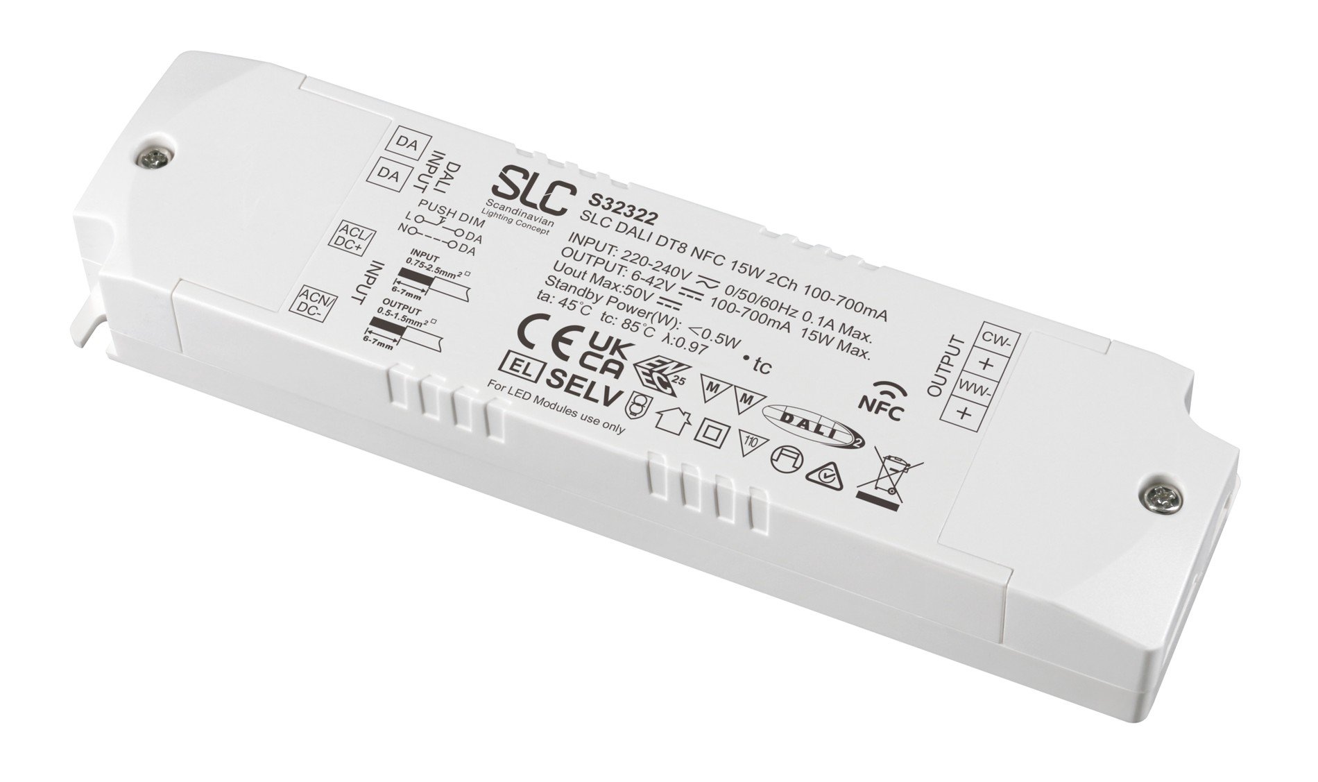 SLC S32322 Driver NFC 2Ch 100-700mA QA3 15W DALI - TLG