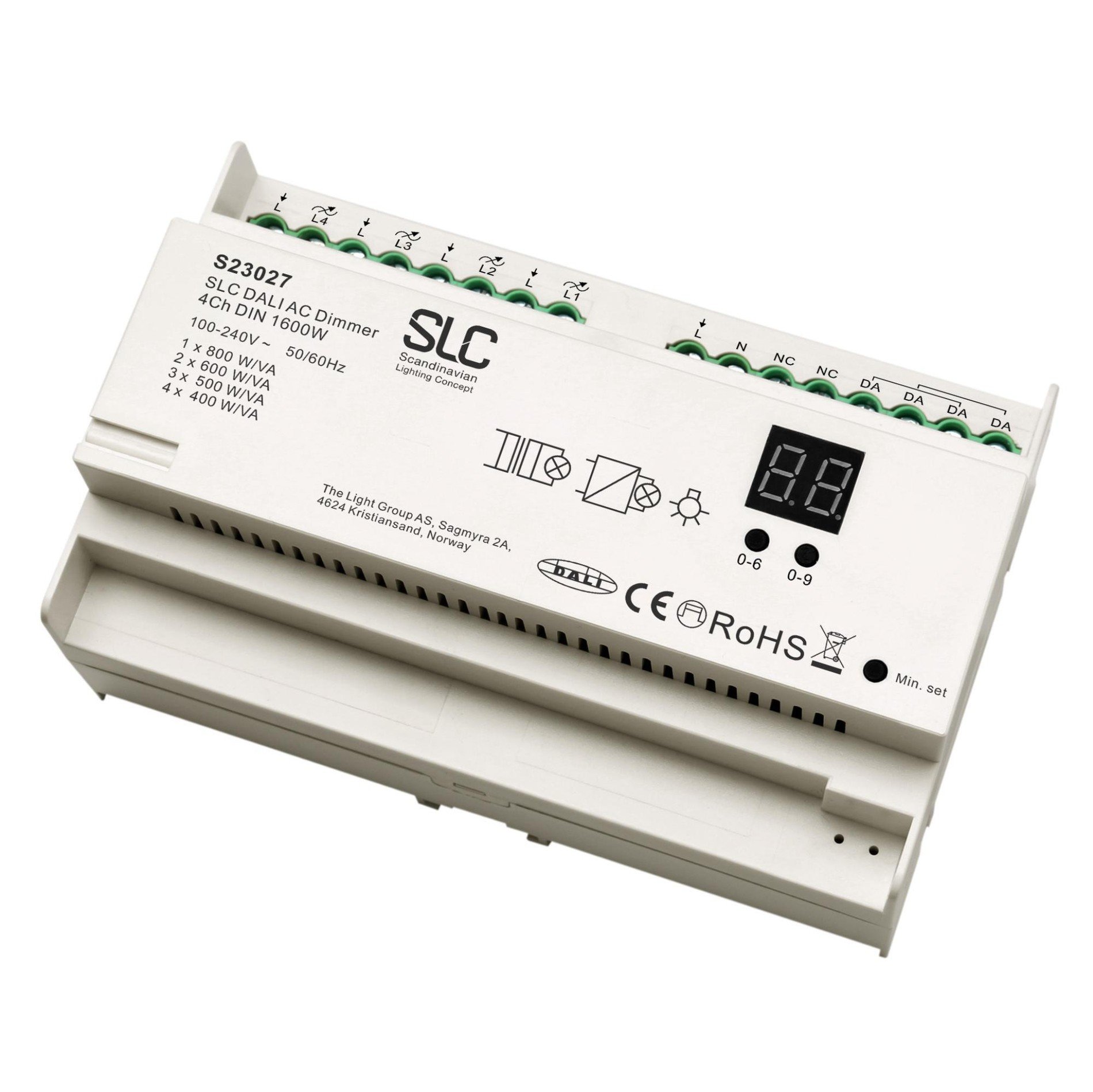 SLC S23027 Stmívač DALI 4CH 1600W IP21 DIN - TLG