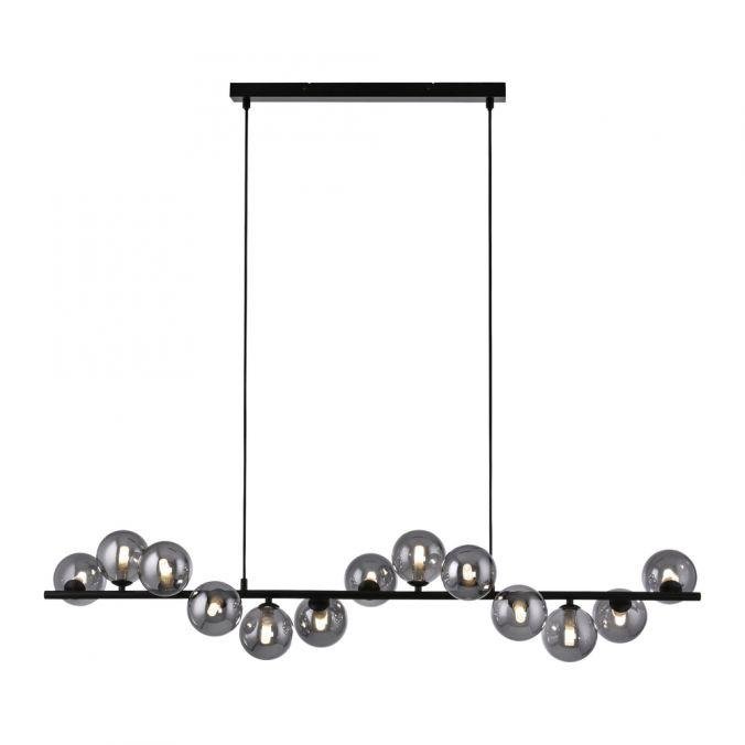LD 14504-18 Kolekce Schöner Wohnen závěsné svítidlo DUBAI, černá, kouřové sklo, nastavitelná výška, 3000K - JUST LIGHT