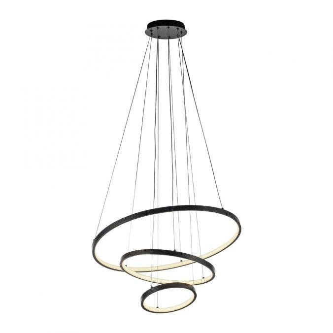 LD 15070-18 LED závěsné svítidlo CERCHI, černá, kruhový tvar, nastavitelná výška, 3000K - JUST LIGHT