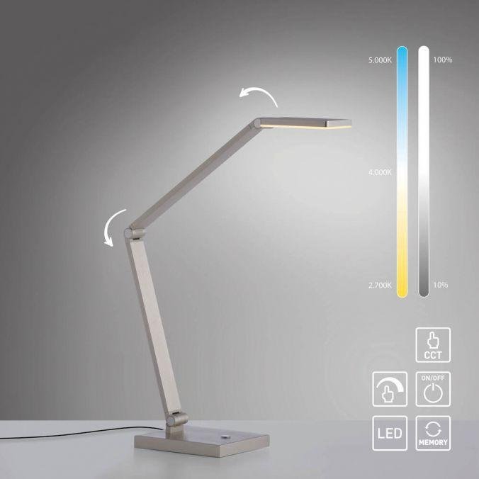 PN 4304-55 LED stolní lampa SAMSKY, stříbrná, stmívatelné, nastavitelná výška, paměťová funkce, 2700-5000K - PAUL NEUHAUS (obrázek 11)