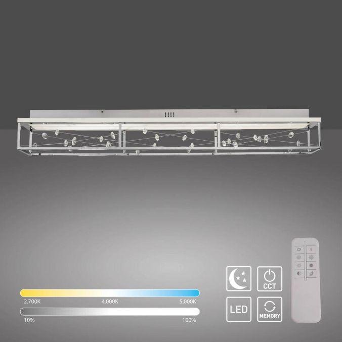 PN 6548-17 LED stropní svítidlo SKINA, chrom, hranaté, stmívatelné, dálkový ovladač, paměťová funkce, 2700-5000K - PAUL NEUHAUS (obrázek 8)