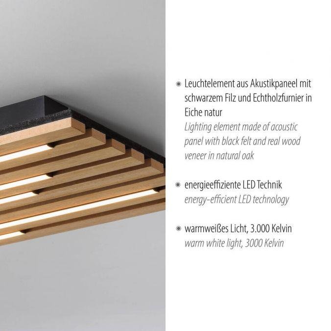 LD 15591-79 LED stropní svítidlo AKUSTIK, dřevo, přírodní, panel, hranaté, 3000K - JUST LIGHT (obrázek 3)