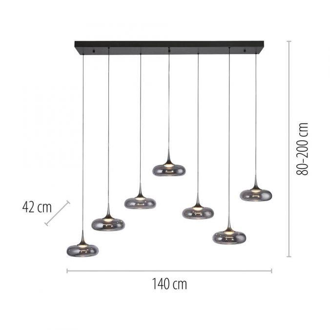 LD 15695-15 Kolekce Schöner Wohnen LED závěsné svítidlo POSH, šedá, 7-ramenné, stmívatelné, SimplyDim, 3000K - JUST LIGHT (obrázek 5)