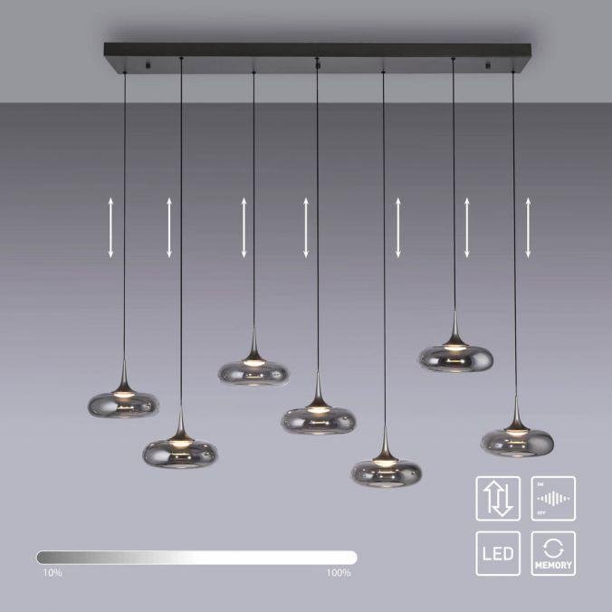 LD 15695-15 Kolekce Schöner Wohnen LED závěsné svítidlo POSH, šedá, 7-ramenné, stmívatelné, SimplyDim, 3000K - JUST LIGHT (obrázek 9)