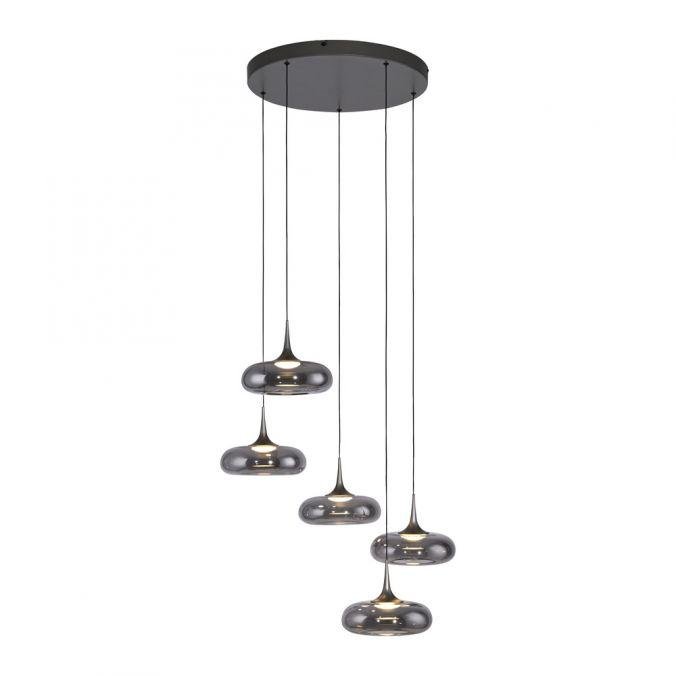 Levně LD 15694-15 Kolekce Schöner Wohnen LED závěsné svítidlo POSH, šedá, 5-ramenné, stmívatelné, SimplyDim, 3000K - JUST LIGHT