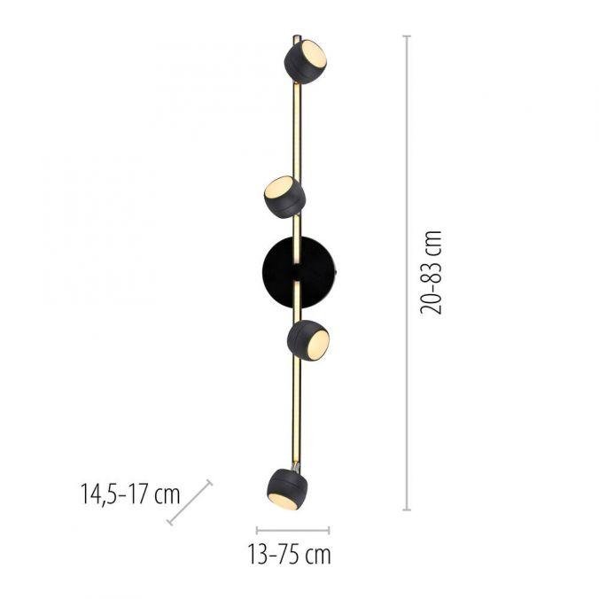 LD 11402-18 LED stropní svítidlo černé JARIK 4-ramenné, řízení vypínačem, nastavitelné, 3000K - JUST LIGHT (obrázek 5)