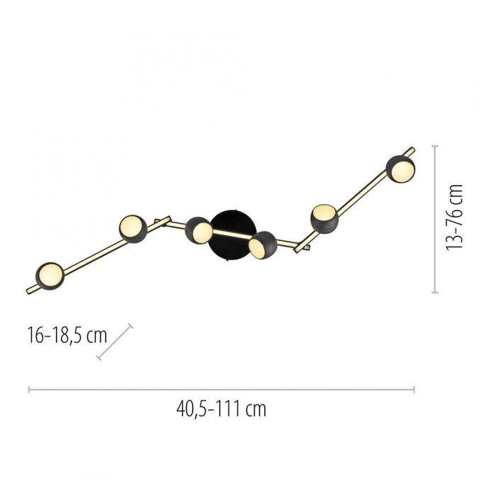 LD 11403-18 LED stropní svítidlo černé JARIK 6-ramenné, řízení vypínačem, nastavitelné, 3000K - JUST LIGHT (obrázek 5)