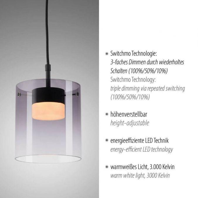 LD 14042-18 LED závěsné svítidlo černé 1-ramenné do jídelny, krokově stmívatelné, 3000K - JUST LIGHT (obrázek 3)