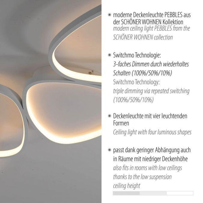 LD 14039-16 Kolekce Schöner Wohnen LED stropní svítidlo PEBBLES, bílá, stmívatelné, podlouhlé, krokově stmívatelné, 3000K - JUST LIGHT (obrázek 3)