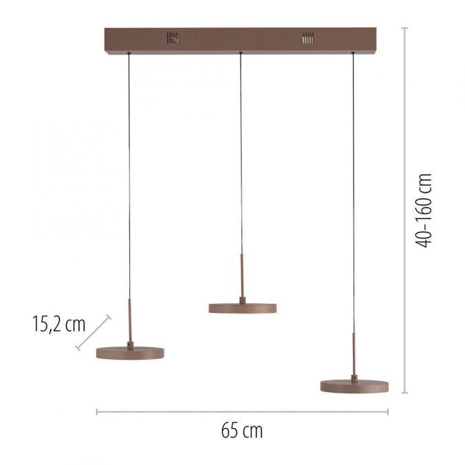LD 13141-39 LED závěsné svítidlo PLATA, písková barva, 3-ramenné, stmívatelné, Comfort Lift, krokově stmívatelné, 3000K - JUST LIGHT (obrázek 5)