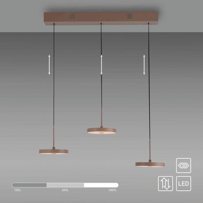 LD 13141-39 LED závěsné svítidlo PLATA, písková barva, 3-ramenné, stmívatelné, Comfort Lift, krokově stmívatelné, 3000K - JUST LIGHT (obrázek 7)