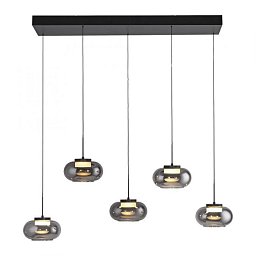 Obrázek pro produkt Kolekce Schöner Wohnen závěsné svítidlo SIA černá, 5-ramenné, kouřové sklo, stmívatelné, SimplyDim, 3000K - JUST LIGHT