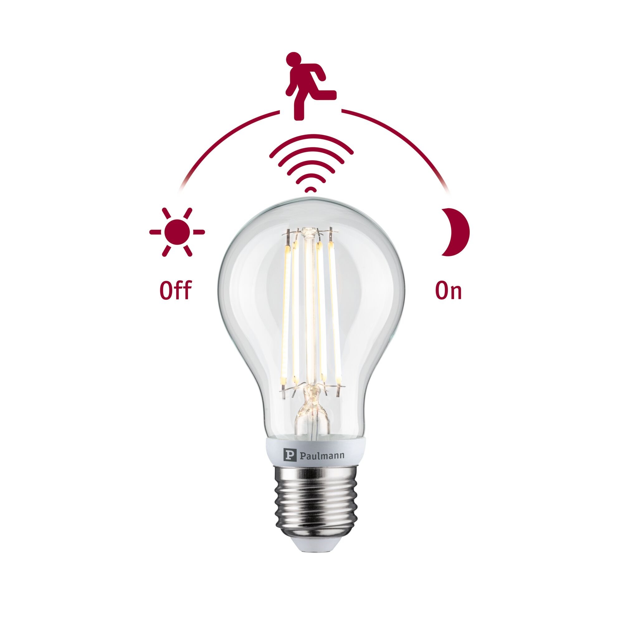 P 28999 Filament 230V LED žárovka E27 se soumrakovým a pohybovým čidlem (HF) 7W 2700K E27 - PAULMANN