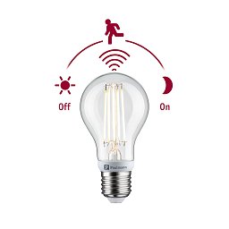 Obrázek pro produkt Filament 230V LED žárovka E27 se soumrakovým a pohybovým čidlem (HF) 7W 2700K E27 - PAULMANN