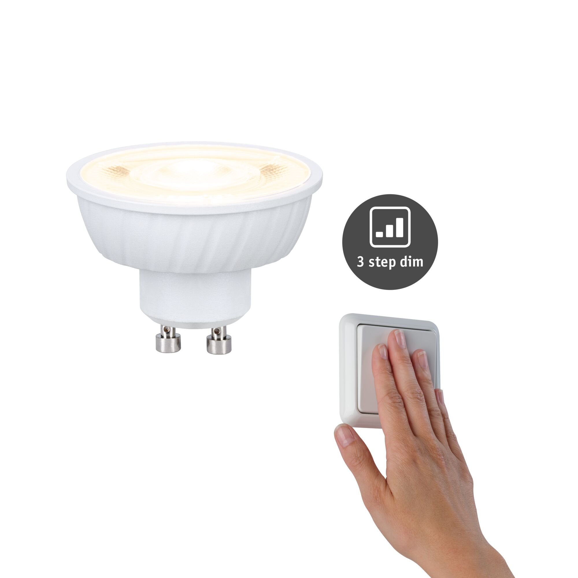 P 29269 Standard 230V LED reflektor GU10 Flat 37mm 4,9W 2700K stmívatelné bílá - PAULMANN