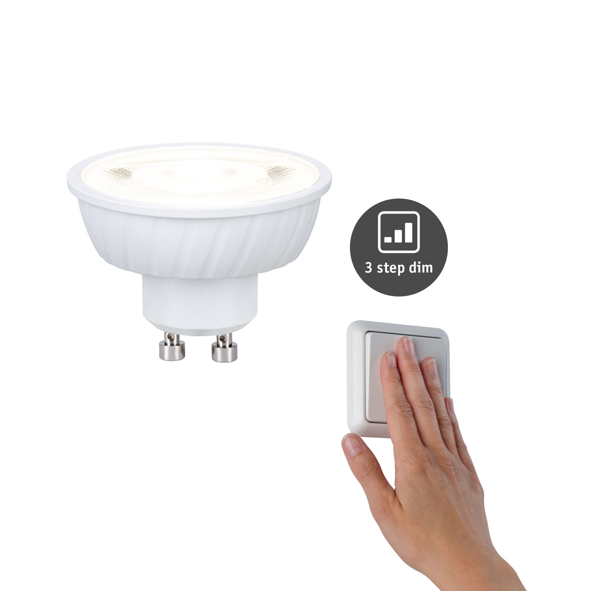Levně P 29270 Standard 230V LED reflektor GU10 Flat 37mm 4,9W 4000K stmívatelné bílá - PAULMANN