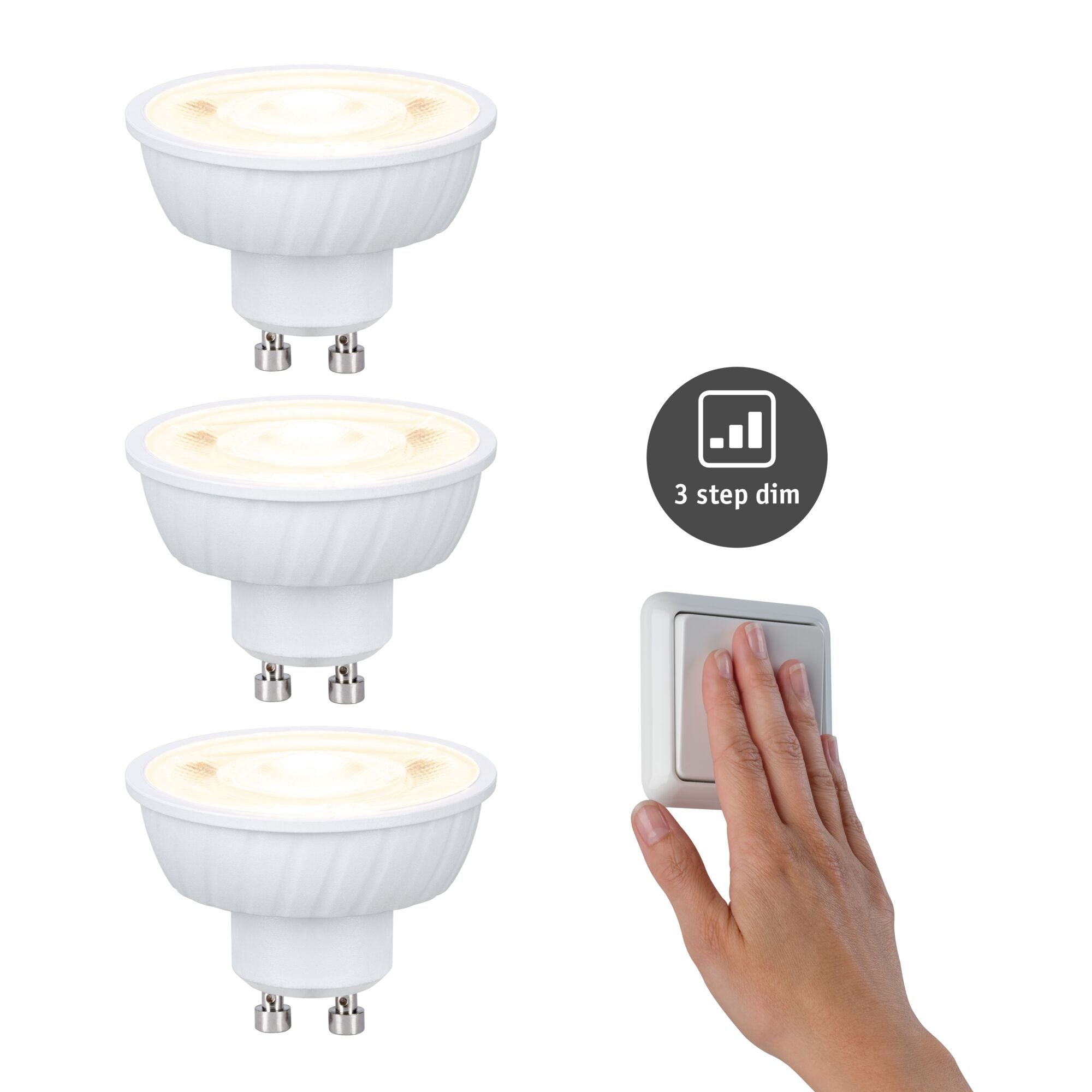 Levně P 29271 Standard 230V LED reflektor GU10 Flat 37mm 3x4,9W 2700K stmívatelné bílá - PAULMANN