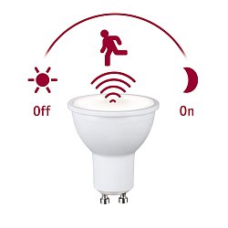 Obrázek pro produkt Standard 230V LED reflektor GU10 soumrakové a pohybové čidlo (HF) 7W 2700K bílá mat - PAULMANN