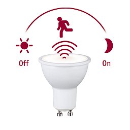 Obrázek pro produkt Standard 230V LED reflektor GU10 soumrakové a pohybové čidlo (HF) 7W 2700K bílá mat - PAULMANN