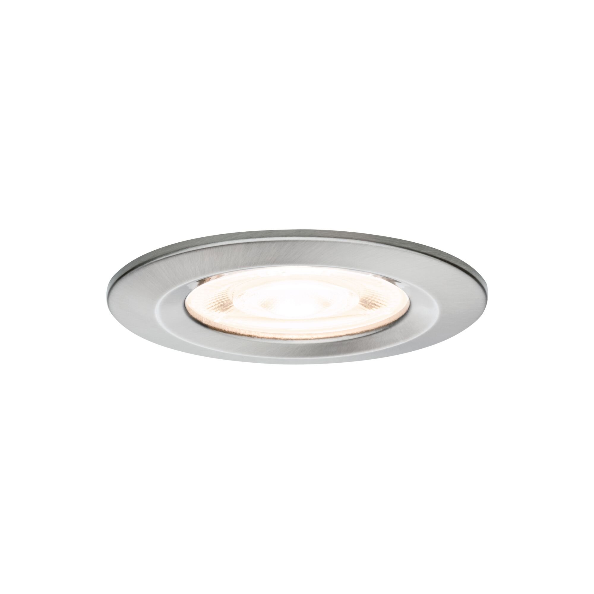 Levně P 92277 LED vestavné svítidlo Nova GU10 Flat nevýklopné IP44 4,9W 230V 2700K kov kartáčovaný - PAULMANN