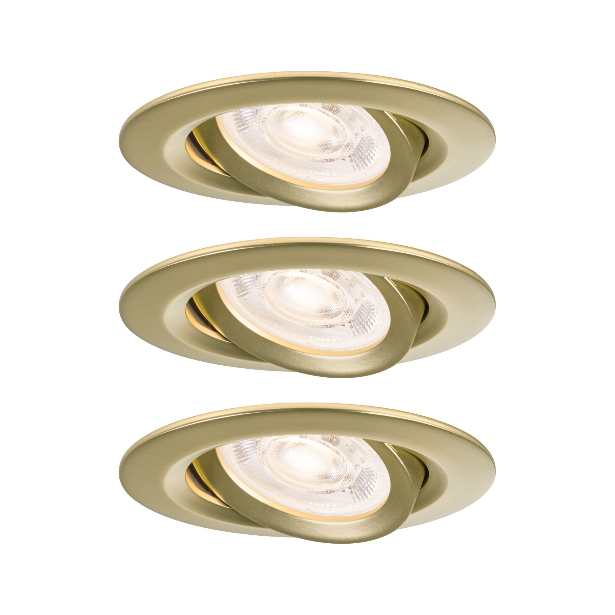 Levně P 92419 LED vestavné svítidlo Nova Plus GU10 Flat IP65 93mm 3x4,9W 230V stmívatelné 2700K zlatá mat - PAULMANN