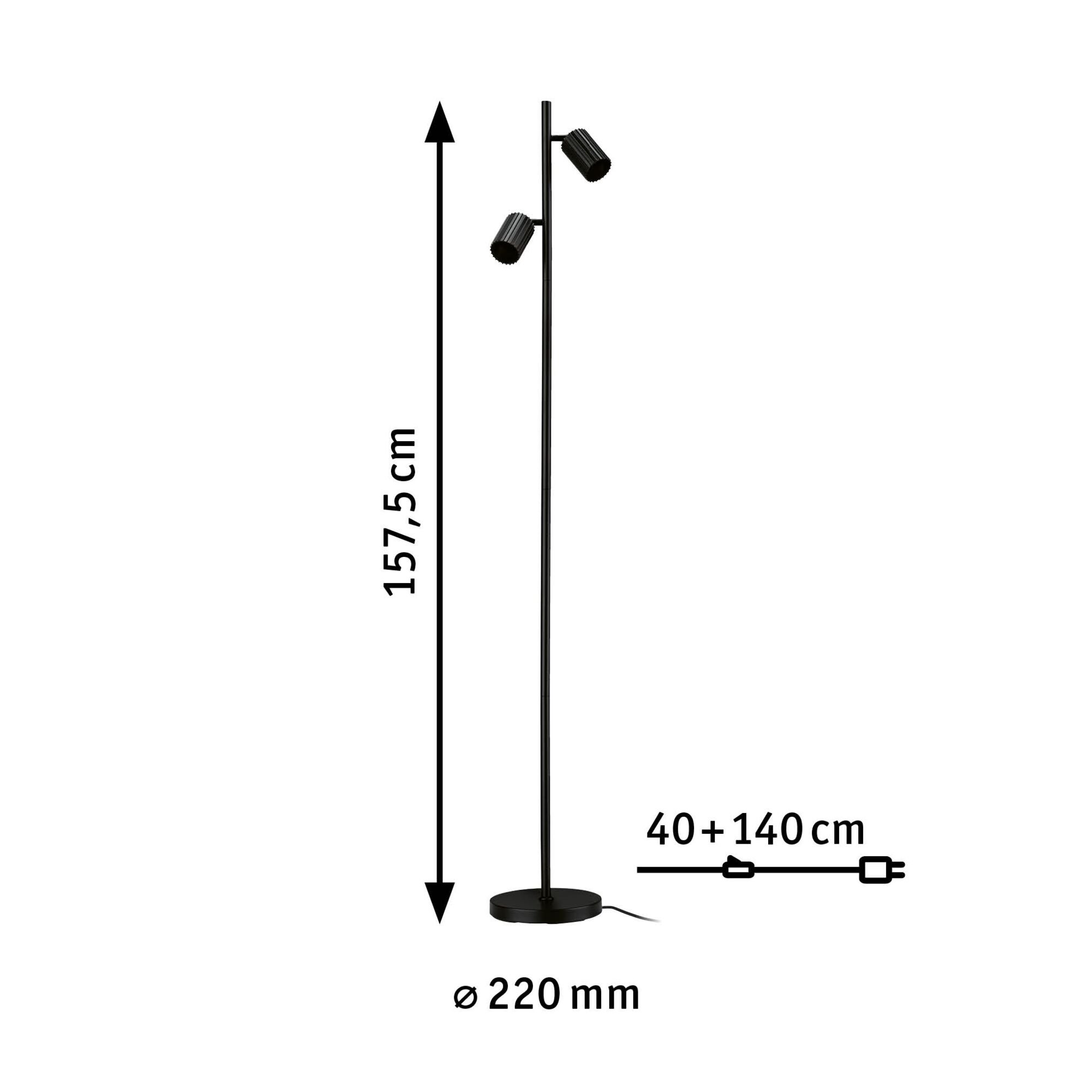P 94924 Stojací svítidlo Lirena 1575mm max. 2x7W černá mat - PAULMANN (obrázek 3)