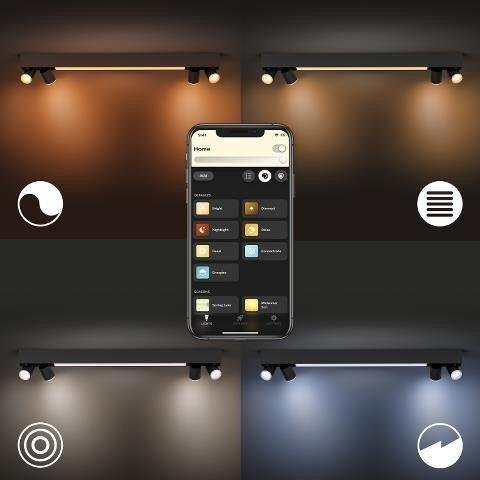 PH 8720169318557 Hue 50607/30/P7 Hue WACA Centris stropní LED svítidlo 1x40W+GU10 4x5,7W 4200lm 2000-6500K RGB IP20 černá - PHILIPS (obrázek 8)