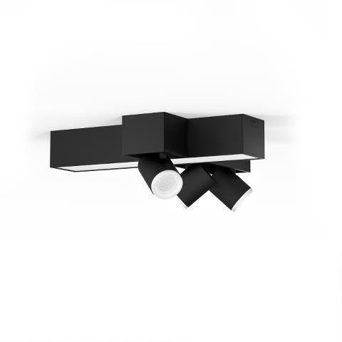 Levně PH 8720169318670 Hue 50608/30/P7 Hue WACA Centris stropní LED svítidlo 1x25W+GU10 3x5,7W 2810lm 2000-6500K RGB IP20 černá - PHILIPS