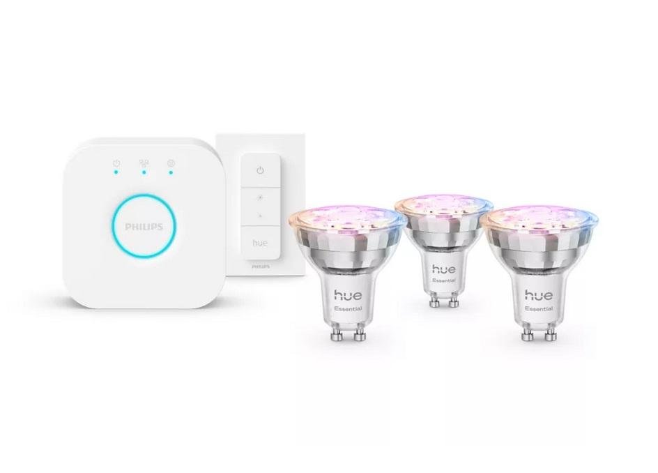 PH 8721103103758 Hue Essential WCA 345 žárovka 4,7W, 345lm, GU10 (3 ks) 2200-6500K RGB startovací sada + bridge + ovladač - PHILIPS