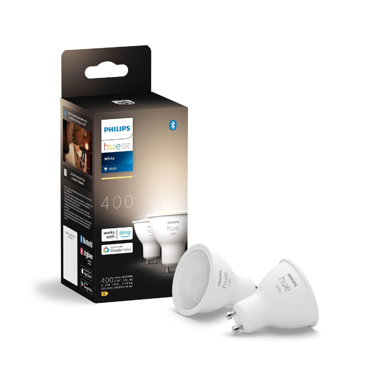 Levně PH 8720169230231 Hue sada 2x LED žárovka White GU10 4,2W 400lm 2700K CRI80 IP20 - PHILIPS