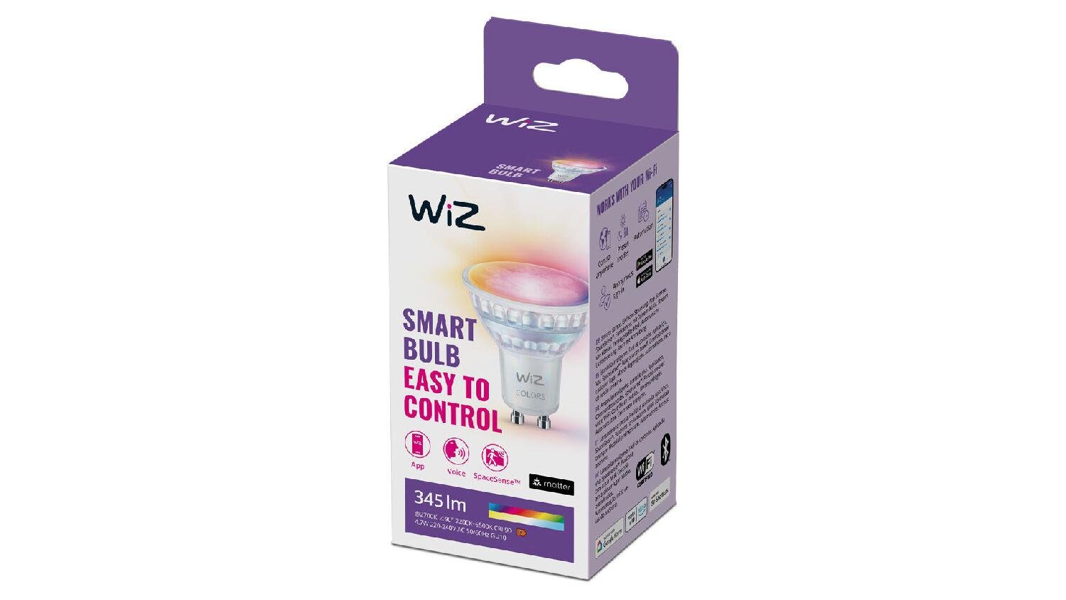 Levně PH 8720169076761 WiZ LED skleněná žárovka GU10 PAR16 4,7W 345lm 2200-6500K RGB IP20, stmívatelná - PHILIPS