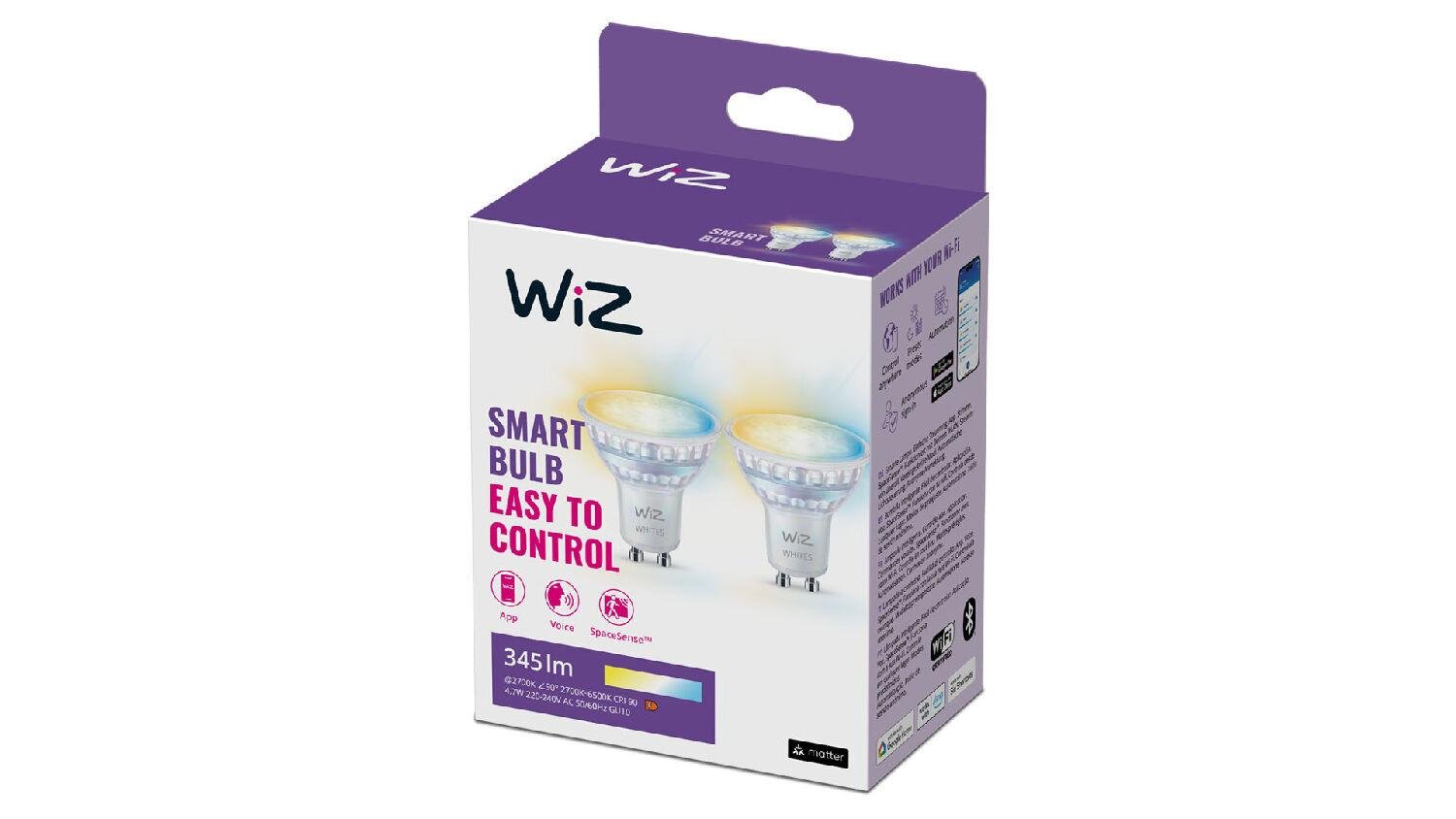 Levně PH 8720169076709 WiZ SET 2x LED skleněná žárovka GU10 PAR16 4,9W (50W) 345lm 2700-6500K IP20, stmívatelná - PHILIPS
