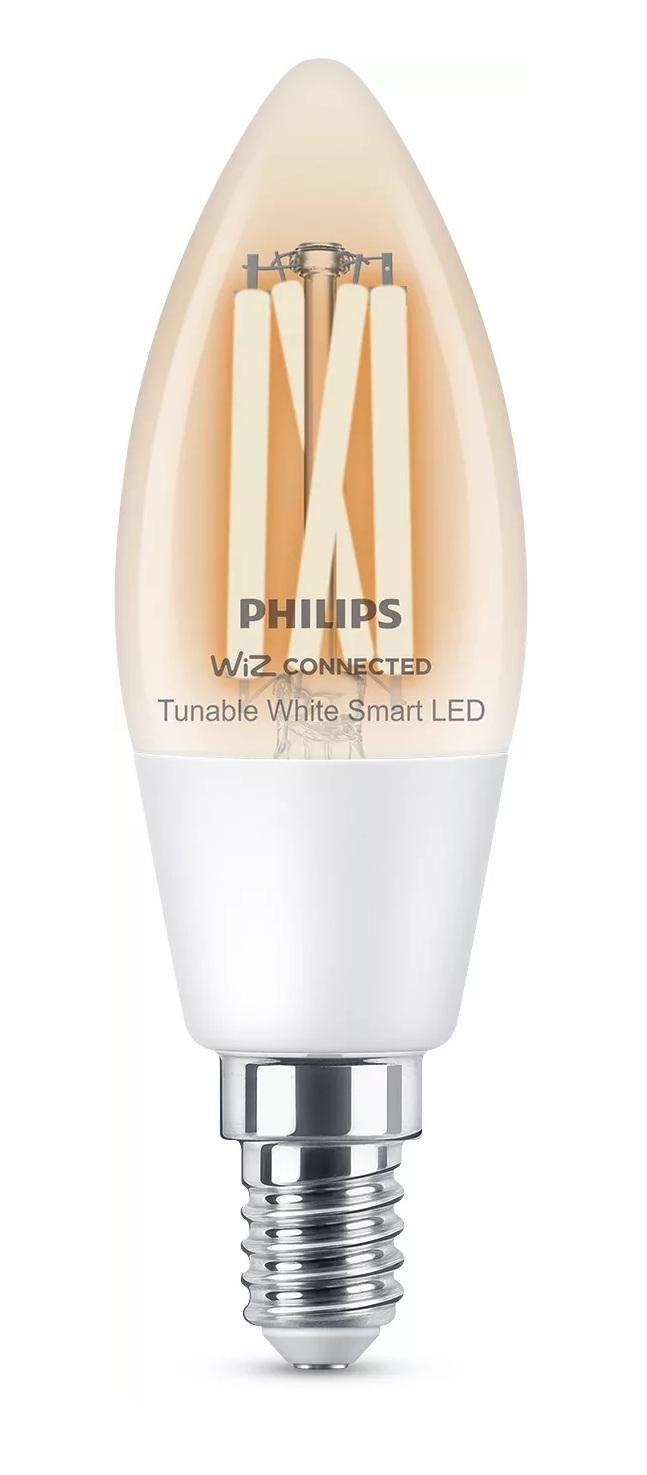 PH 8719514372061 WiZ Smart LED Svíčková žárovka Filament čirá 4,9 W (ekv. 40 W) 470lm C35 E14 - PHILIPS