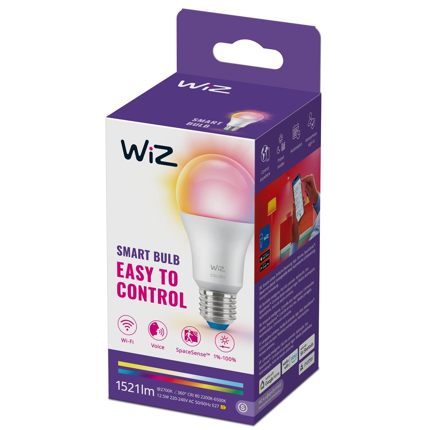 PH 8720169078802 WiZ LED žárovka Easy to control A60 E27, 100W, 2200-6500K, 822-65 RGB - PHILIPS