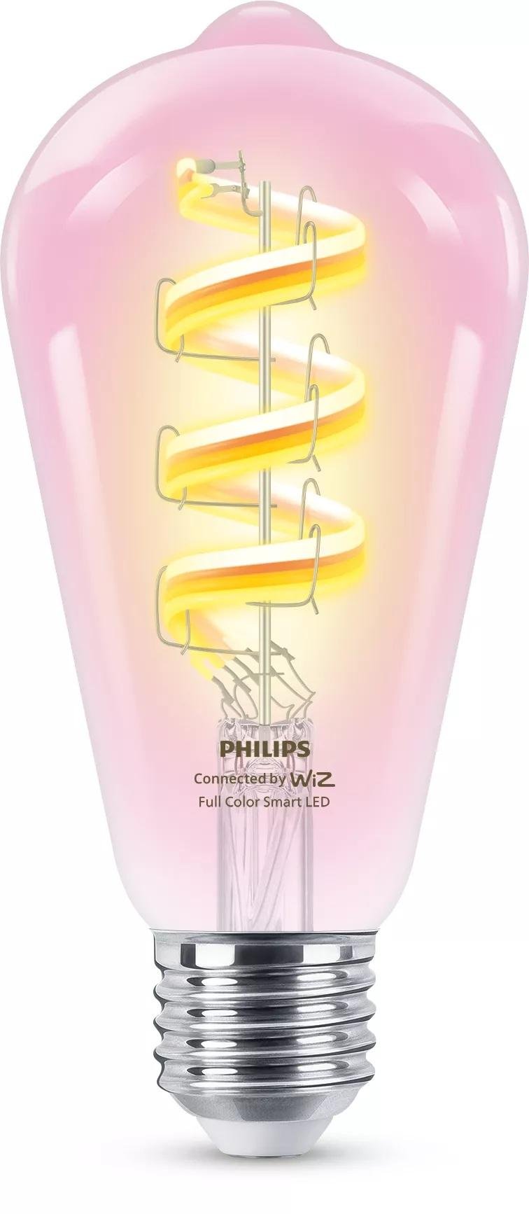 Levně PH 8720169165816 WiZ Smart LED Žárovka s tradičním vzhledem, čirá, 40 W 470lm 2200-6500K (RGB) ST64 E27 - PHILIPS
