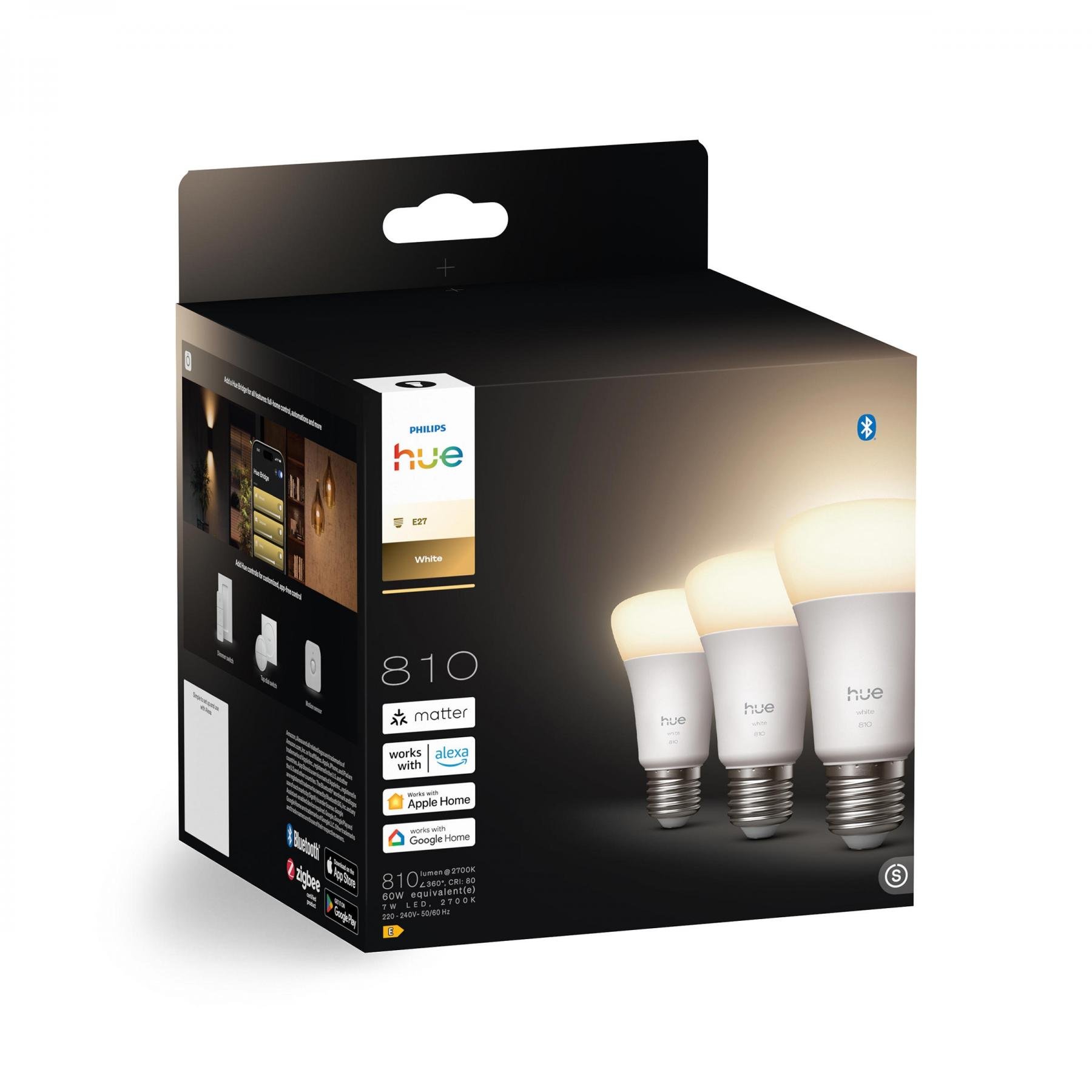PH 8720169363700 Hue W 810 smart žárovka A60 E27, 7W, 810lm, teplá bílá (3 ks) - PHILIPS (obrázek 7)