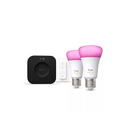 Obrázek pro produkt Hue WCA 2 x smart žárovka A60 E27, 8,1W, 1100lm, 1000-20000K RGB, vypínač se stmívačem, bridge - PHILIPS
