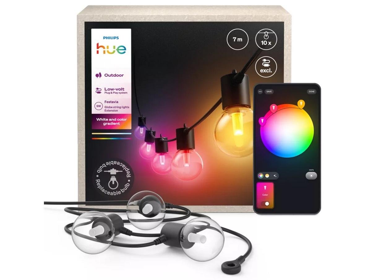 PH 8721103063717 Hue Festavia Globe prodloužení - venkovní řetěz, 7m, 10 žárovek, černý 1000-20000K RGB - PHILIPS (obrázek 6)