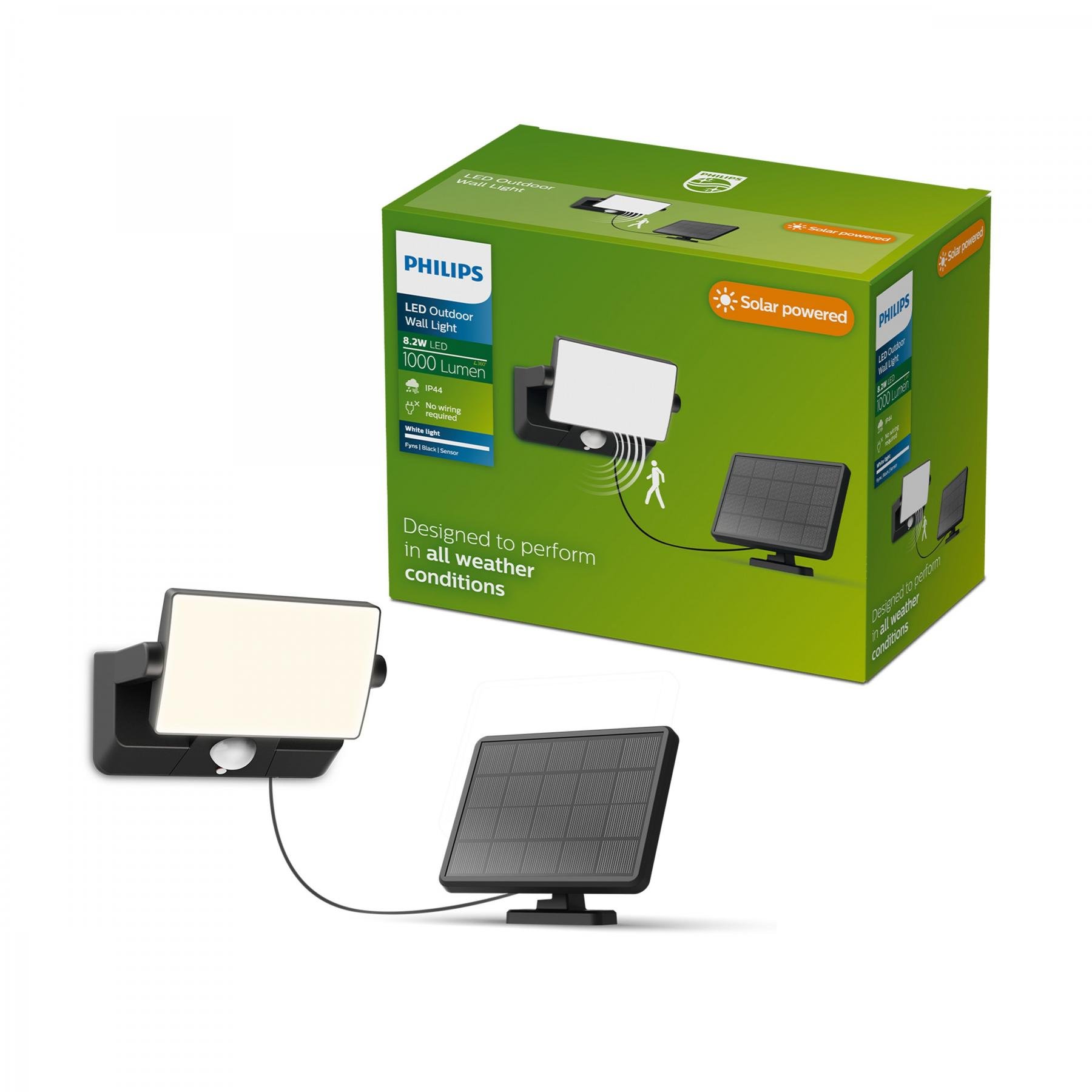 PH 8721103105653 Fyns solární bezpečnostní nástěnné svítidlo 8,2W 3000K se senzorem černé - PHILIPS (obrázek 4)
