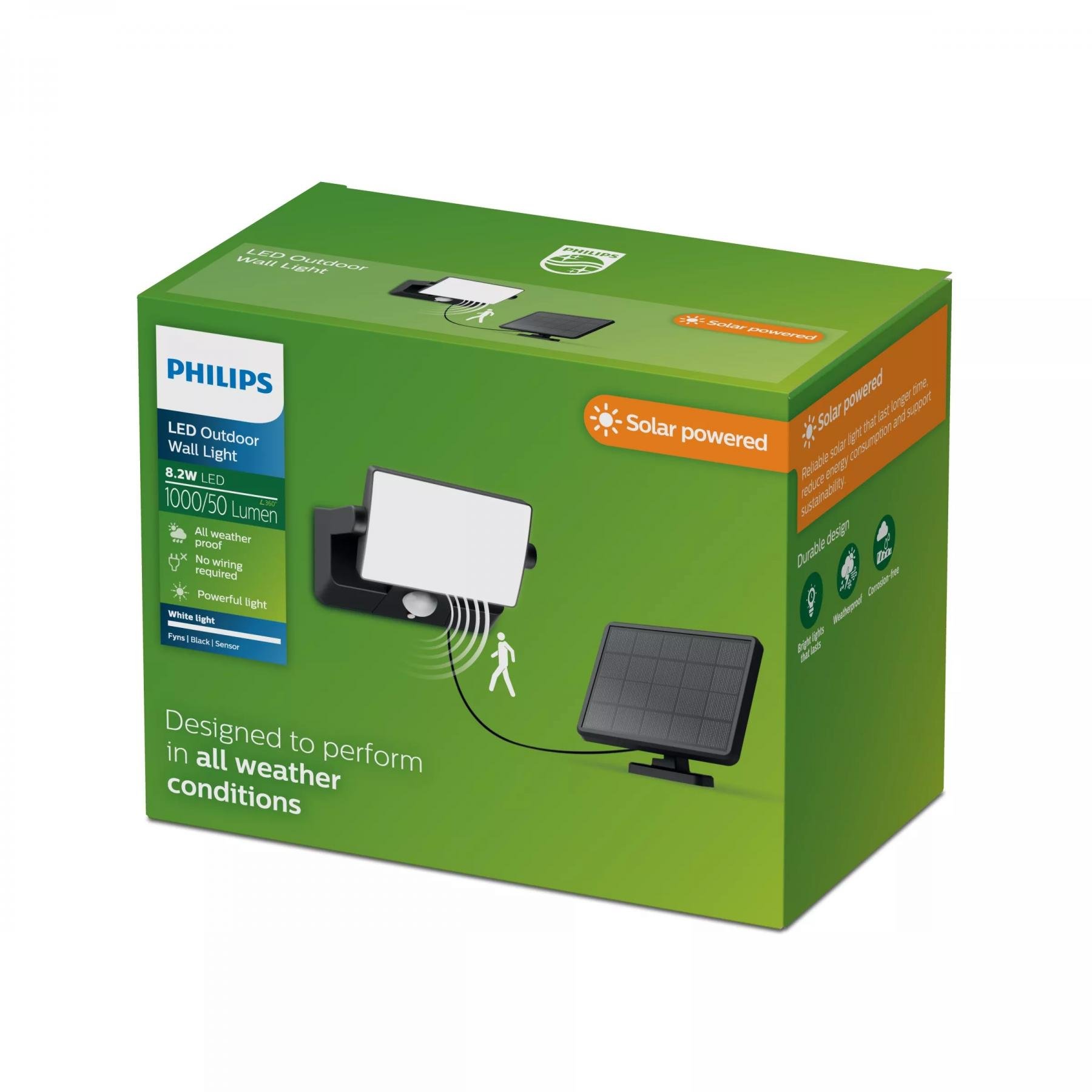 PH 8721103105653 Fyns solární bezpečnostní nástěnné svítidlo 8,2W 3000K se senzorem černé - PHILIPS (obrázek 5)