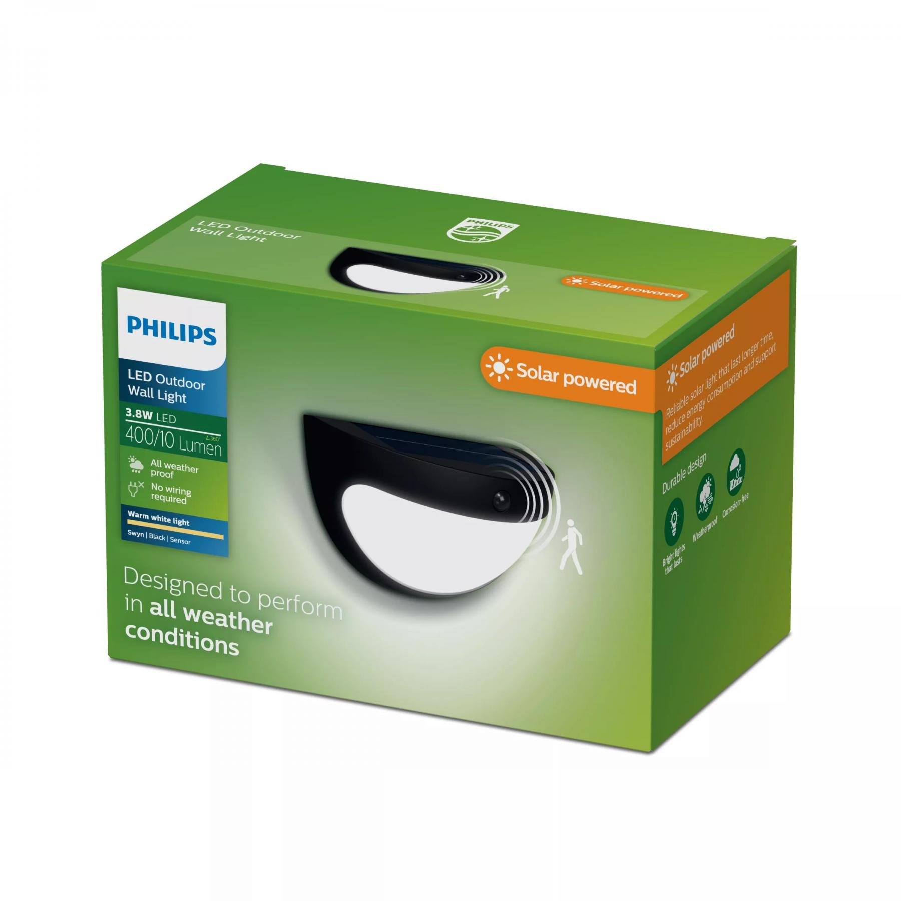 PH 8721103105554 Swyn solární nástěnné svítidlo 3,8W 2700K černé se senzorem - PHILIPS (obrázek 3)