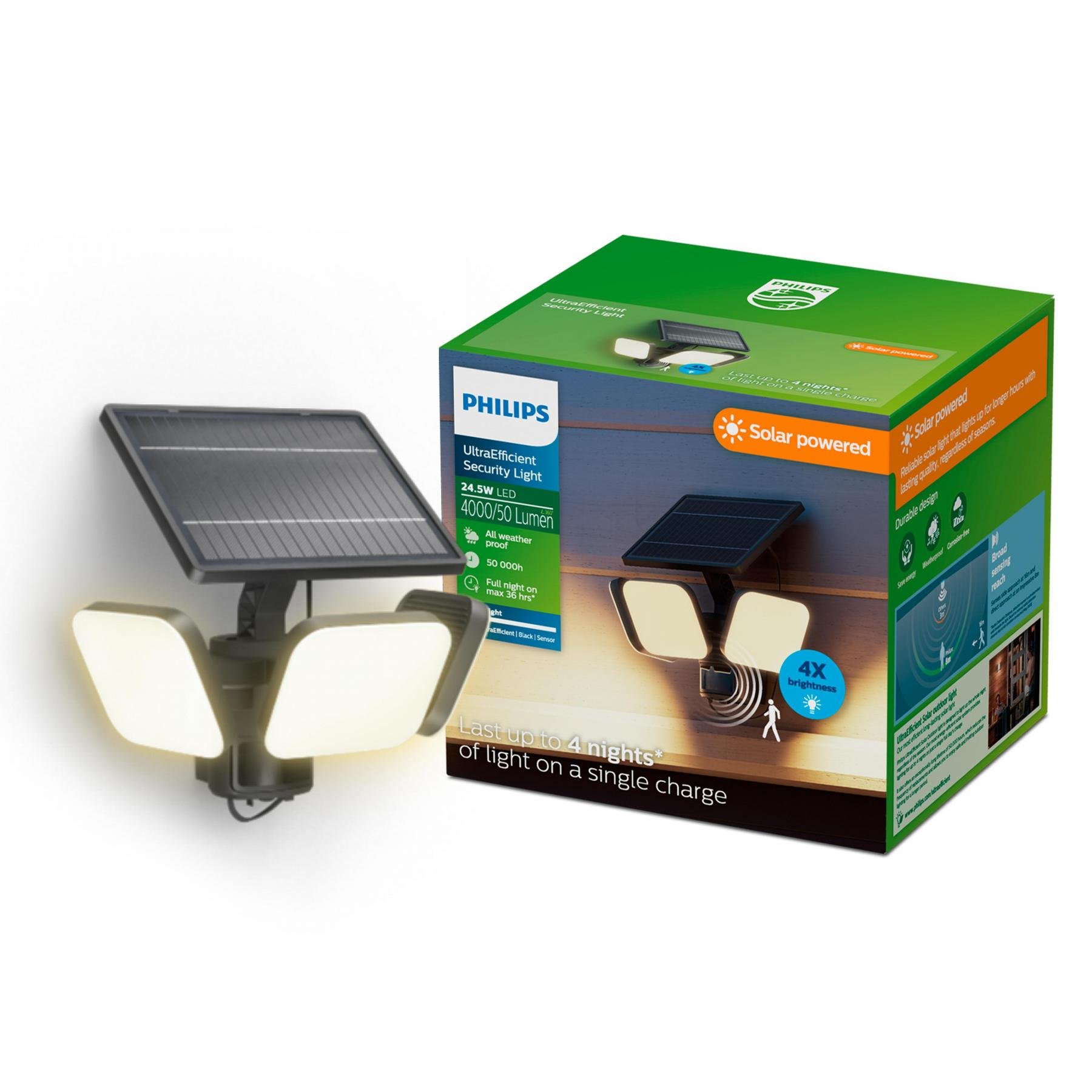 PH 8721103105431 Zyren solární bezpečnostní nástěnné svítidlo 3000K černé pohybový senzor - PHILIPS (obrázek 5)