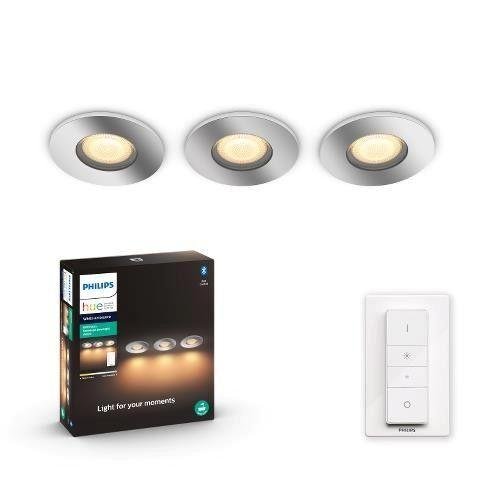 PH 8720169318014 Hue WA Adore koupelnové zápustné LED svítidlo SET 3x5W 400lm 2200-6500K IP44 lesklý chrom + ovladač - PHILIPS