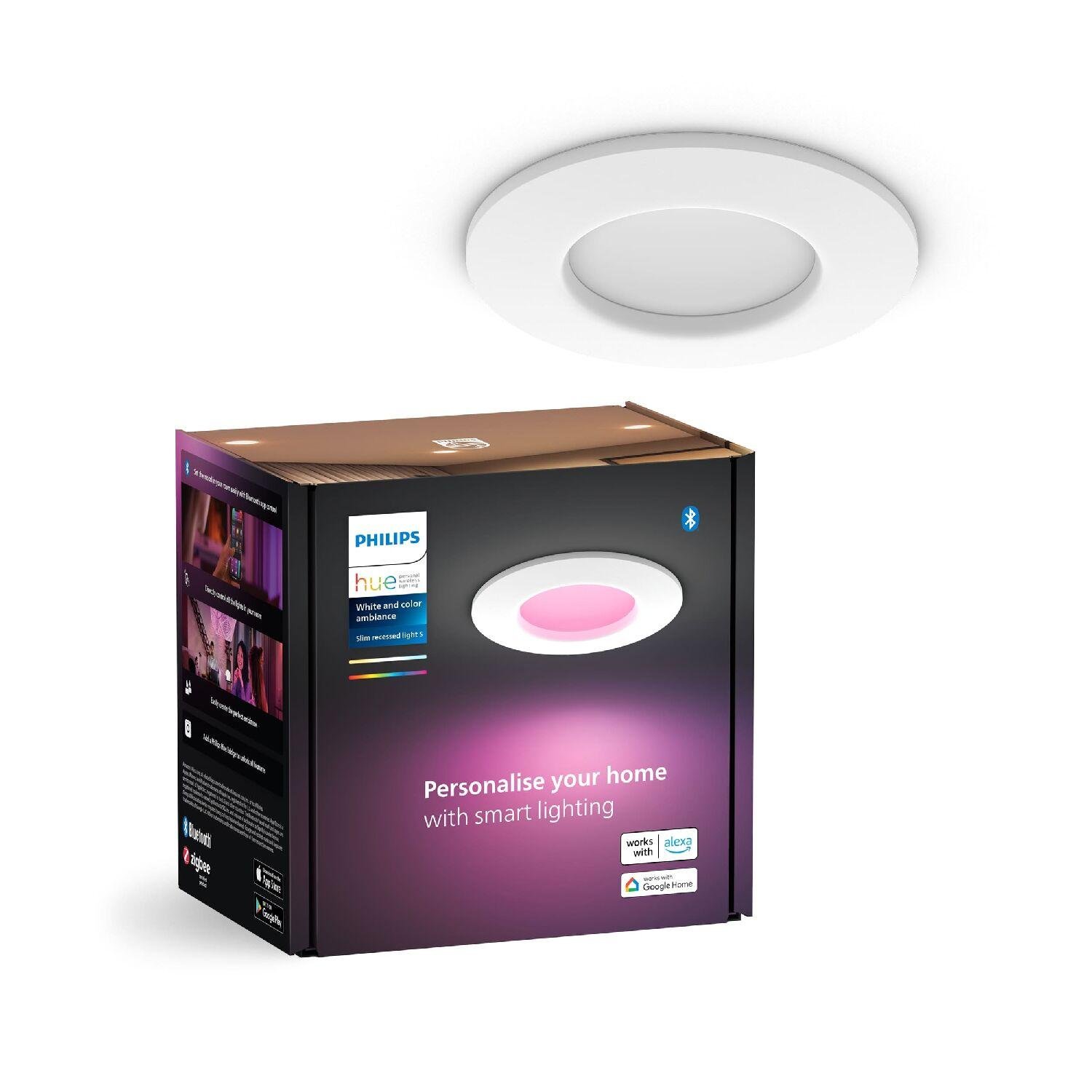 PH 8720169264090 Hue WCA Slim koupelnové zápustné svítidlo LED 8,3W 750lm 2200-6500K RGB 9cm kulaté IP44, bílé - PHILIPS