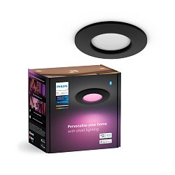 Obrázek pro produkt Hue WCA Slim koupelnové zápustné svítidlo LED 8,3W 790lm 2200-6500K RGB 9cm kulaté IP44, černé - PHILIPS