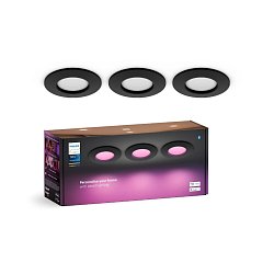 Obrázek pro produkt Hue WCA Slim zápustné svítidlo 3x LED 8,3W 790lm 2200-6500K RGB CRI80 9cm kulaté IP44, černé - PHILIPS