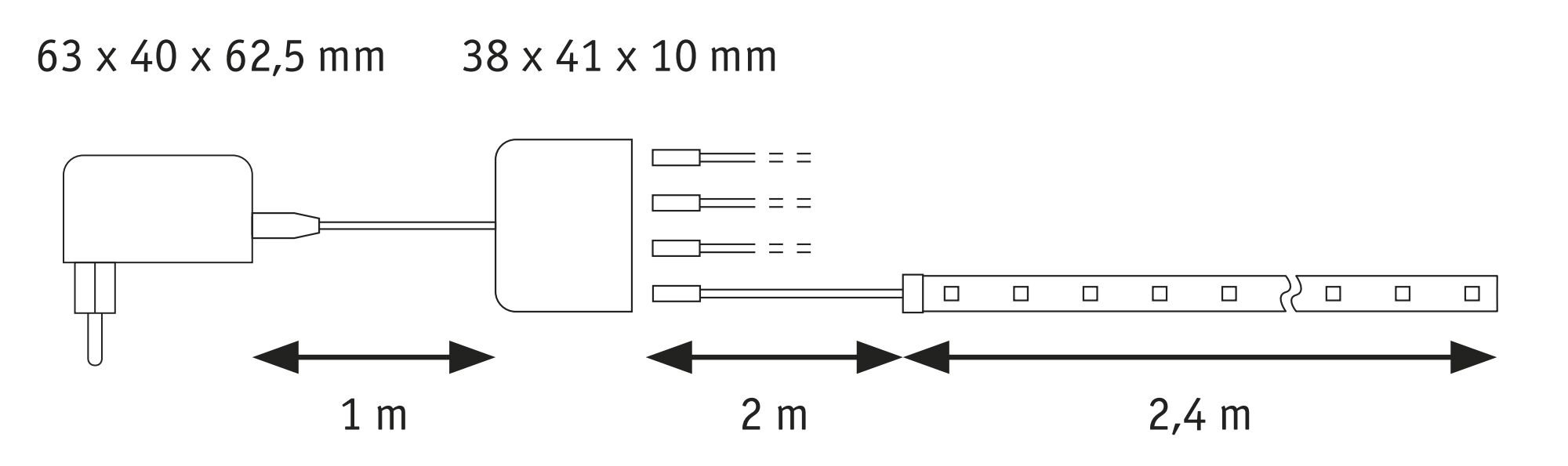 P 79575 LED Strip Akustický Panel základní sada 2,4m 3000K černá - PAULMANN (obrázek 5)